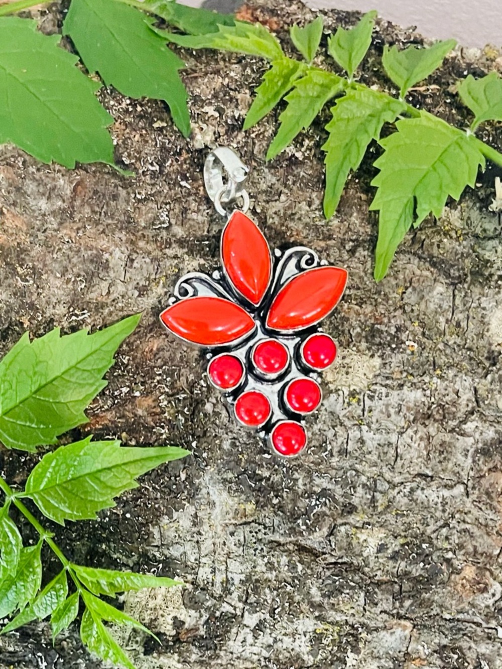 Coral 925 Sterling Silver Pendant